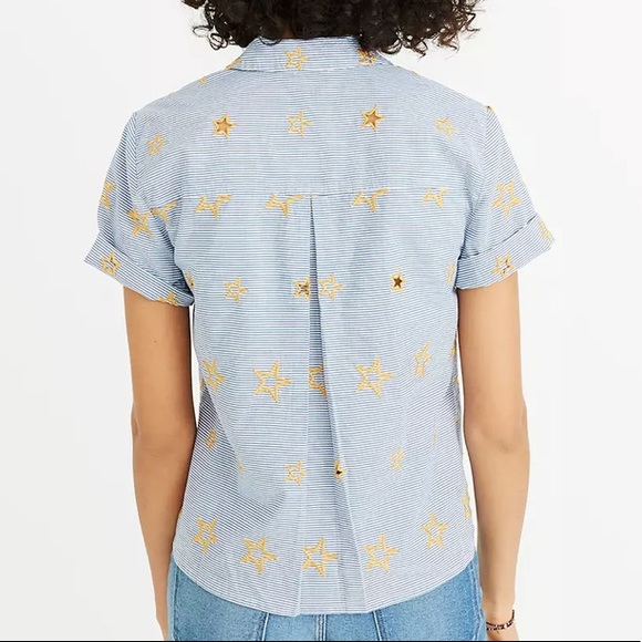 Madewell Star Embroidered Striped Shirt Sz S - Picture 2 of 14